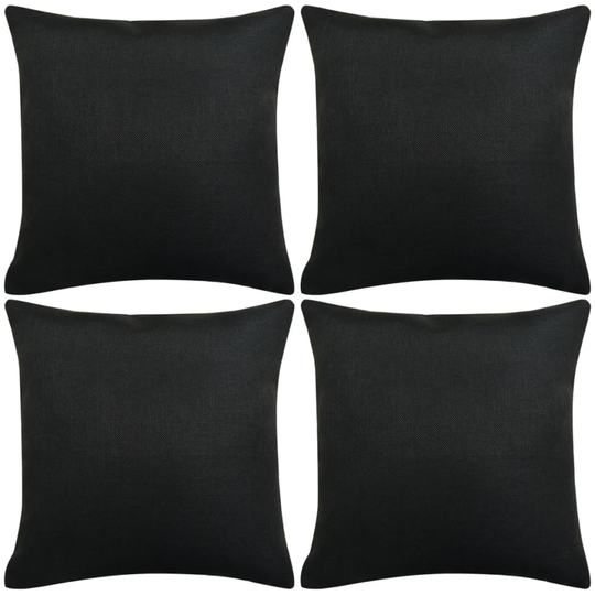 vidaXL Tyynynpäällinen Pellavatyylinen Musta 4kpl 40x40 cm