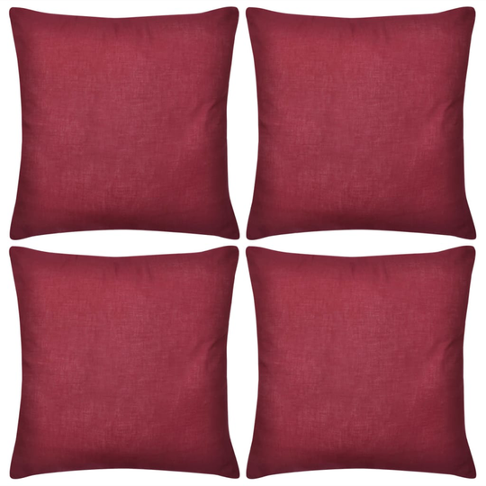 vidaXL Viininpunainen Tyynynpäällinen 4 kpl Puuvilla 80 x 80 cm
