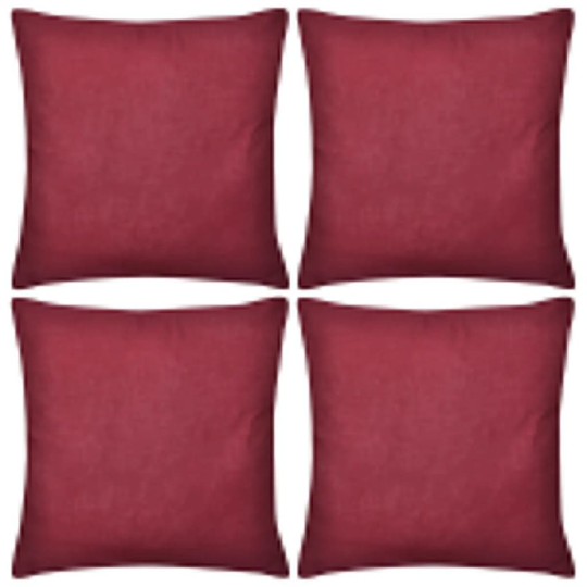 vidaXL Viininpunainen Tyynynpäällinen Puuvilla 4kpl 40 x 40 cm