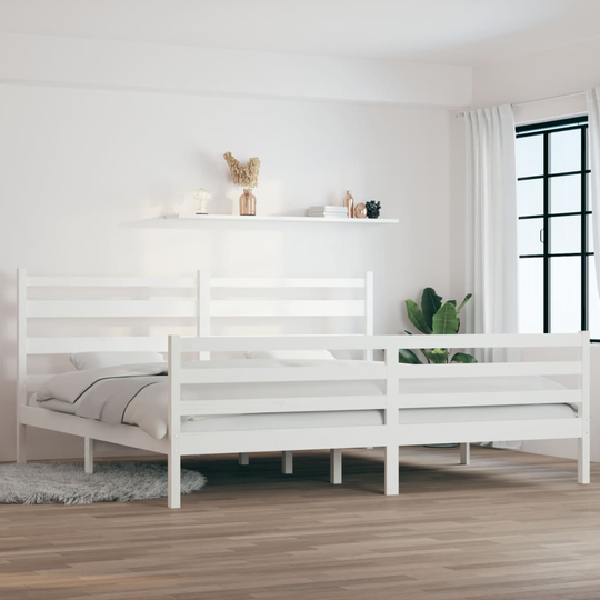 vidaXL Sängynrunko täysi mänty 200x200 cm valkoinen