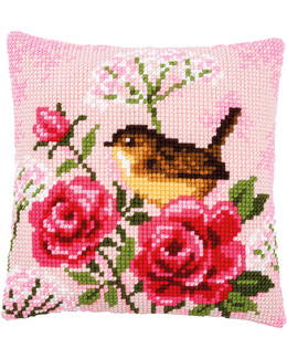 Kirjontapakkaus Tyynynpäällinen Lintu ja ruusut