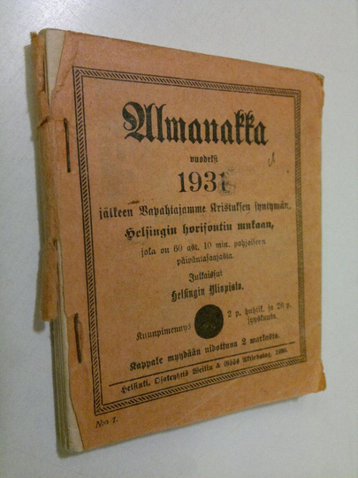 Almanakka vuodeksi 1931 jälkeen Vapahtajamme Kristuksen syntymän