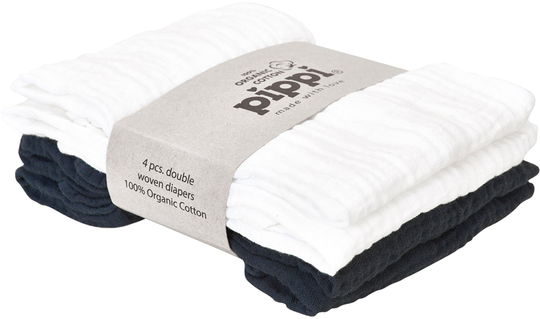 Pippi Musliiniliinat 4-pack, White/Black