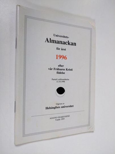 Universitets almanackan för året 1996 efter vår Frälsares Kristi födelse