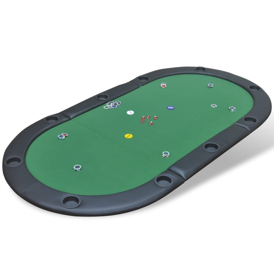 vidaXL Kokoontaitettava pokeripöytätaso 10 pelaajalle Vihreä