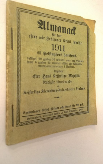 Almanack 1911 : för året 1911 efter vår Fräljares Kristi födelse till Helsinfors horisont
