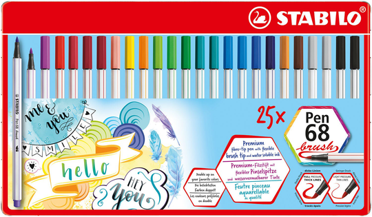 STABILO Kuitukärkikynät Premium 25-pack Metallirasiassa