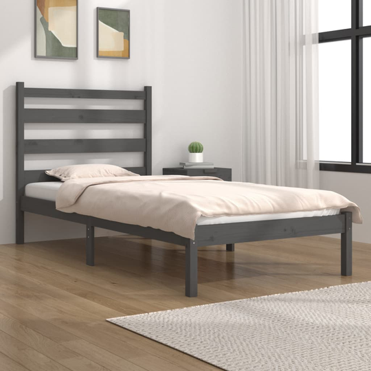 vidaXL Sängynrunko harmaa täysi mänty 100x200 cm