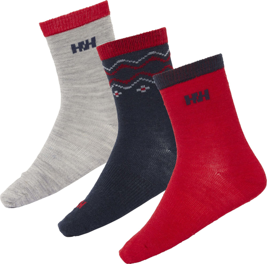 Helly Hansen K Villasukat 3-pack, Grey Melange/ Navy/ Red, 23-25