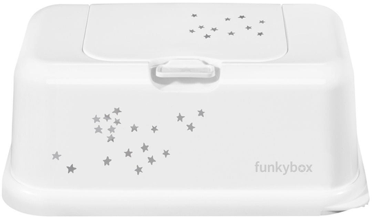 Funkybox Säilytysrasia Kosteuspyyhkeille Little Stars, White