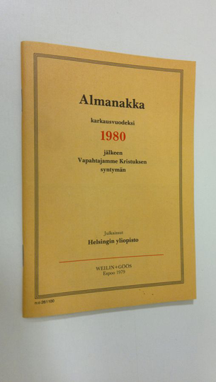 Almanakka karkausvuodeksi 1980 jälkeen Vapahtajamme Kristuksen syntymän