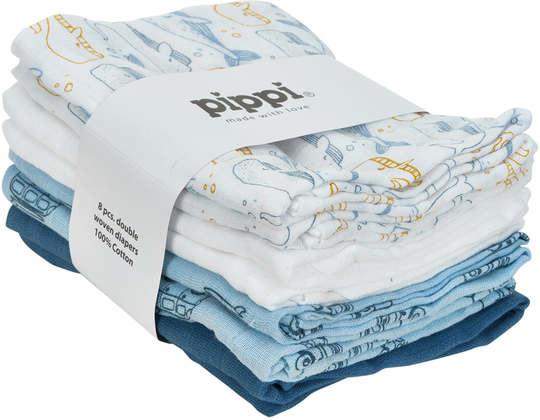 Pippi Musliiniliinat 8-pack, Provincial Blue