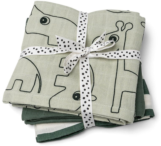Done by Deer Musliiniliinat 3-Pack Deer Friends, Green