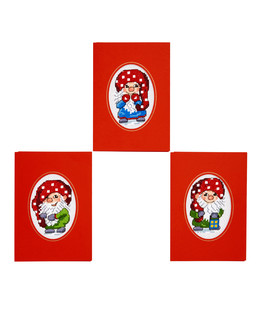 Joulukortit iloiset tontut 3/pak