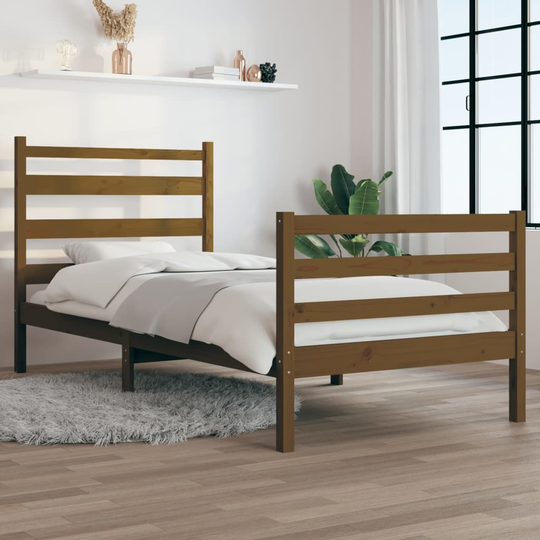 vidaXL Sängynrunko täysi mänty 90x200 cm hunajanruskea