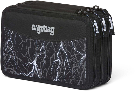Ergobag Kolmiosainen Penaali Super ReflectBear Glow, Black Blizzard