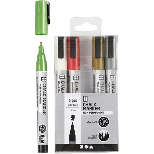 Creativ Company Chalk Markers Metallivärit 5 kpl