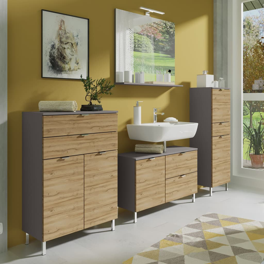 Germania Pesualtaan aluskaappi GW-Mauresa 34x80x56 cm grafiitti/tammi