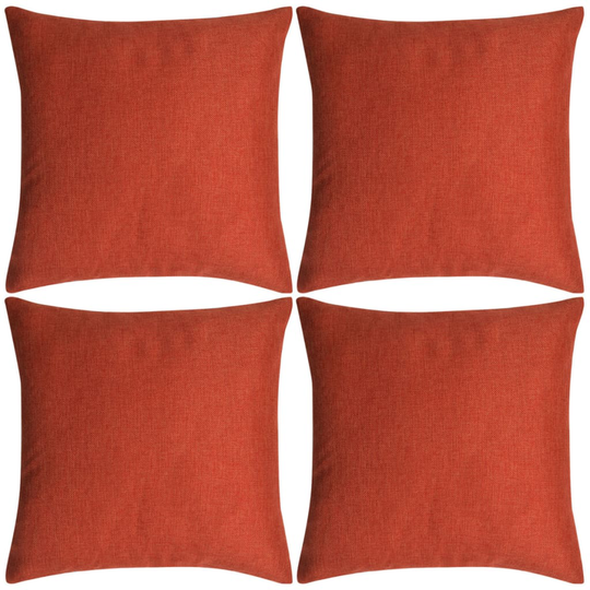 vidaXL Tyynynpäällinen Pellavatyylinen Terrakotta 4kpl 80x80 cm