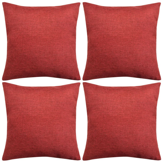 vidaXL Tyynynpäällinen Pellavatyylinen Viininpunainen 4kpl 80x80 cm