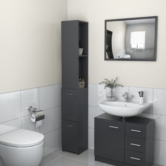 vidaXL Kylpyhuonekaappi harmaa 25x25x170 cm lastulevy
