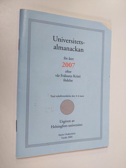 Universitets almanackan för året 2007 efter vår Frälsares Kristi födelse