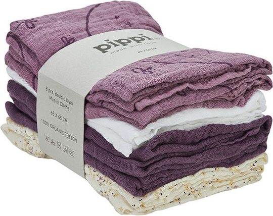 Pippi Musliiniliinat 8-pack, Mauve