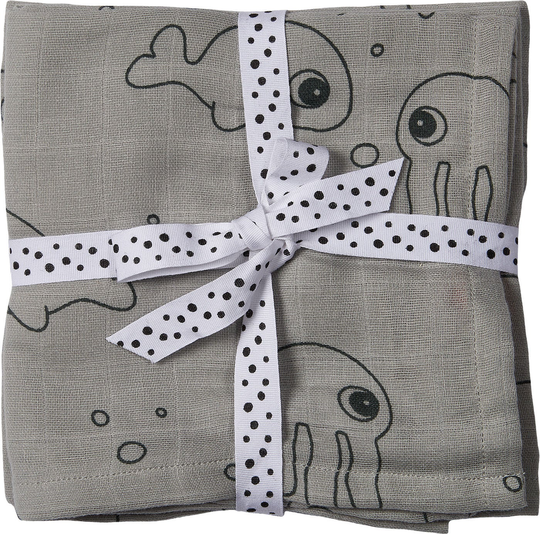 Done By Deer Kapalointiliinat Sea Friends 120x120 2-pack, Grey