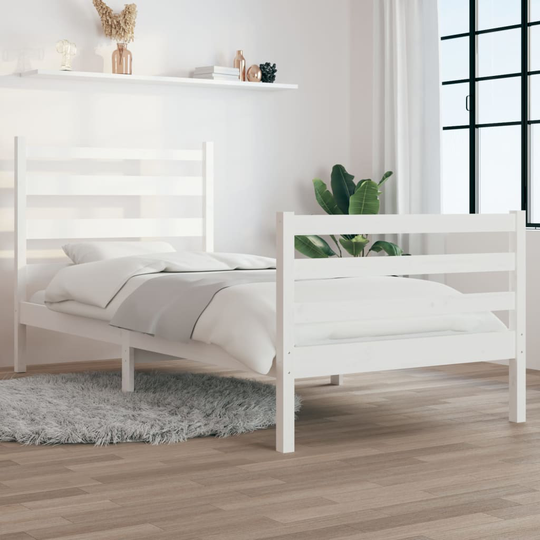 vidaXL Sängynrunko täysi mänty 100x200 cm valkoinen