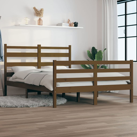 vidaXL Sängynrunko täysi mänty 160x200 cm hunajanruskea