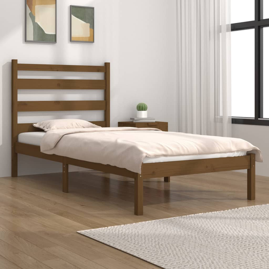 vidaXL Sängynrunko hunajanruskea täysi mänty 90x200 cm