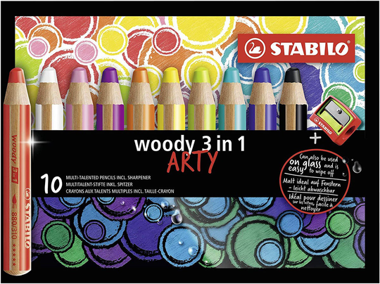 STABILO 3-in-1 Puuvärikynät 10-pack + Terotin